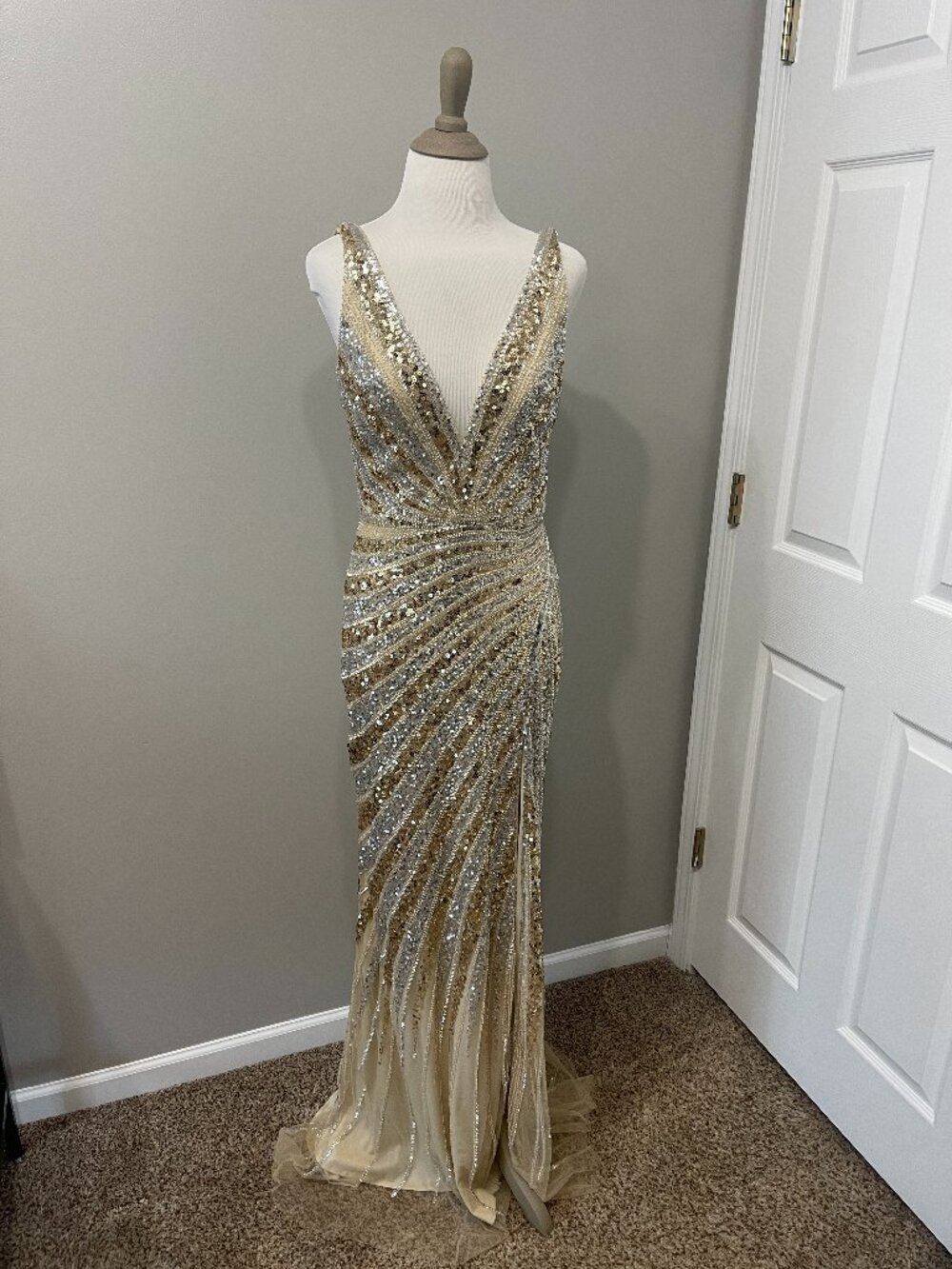 Gold and Silver sequin evening gown